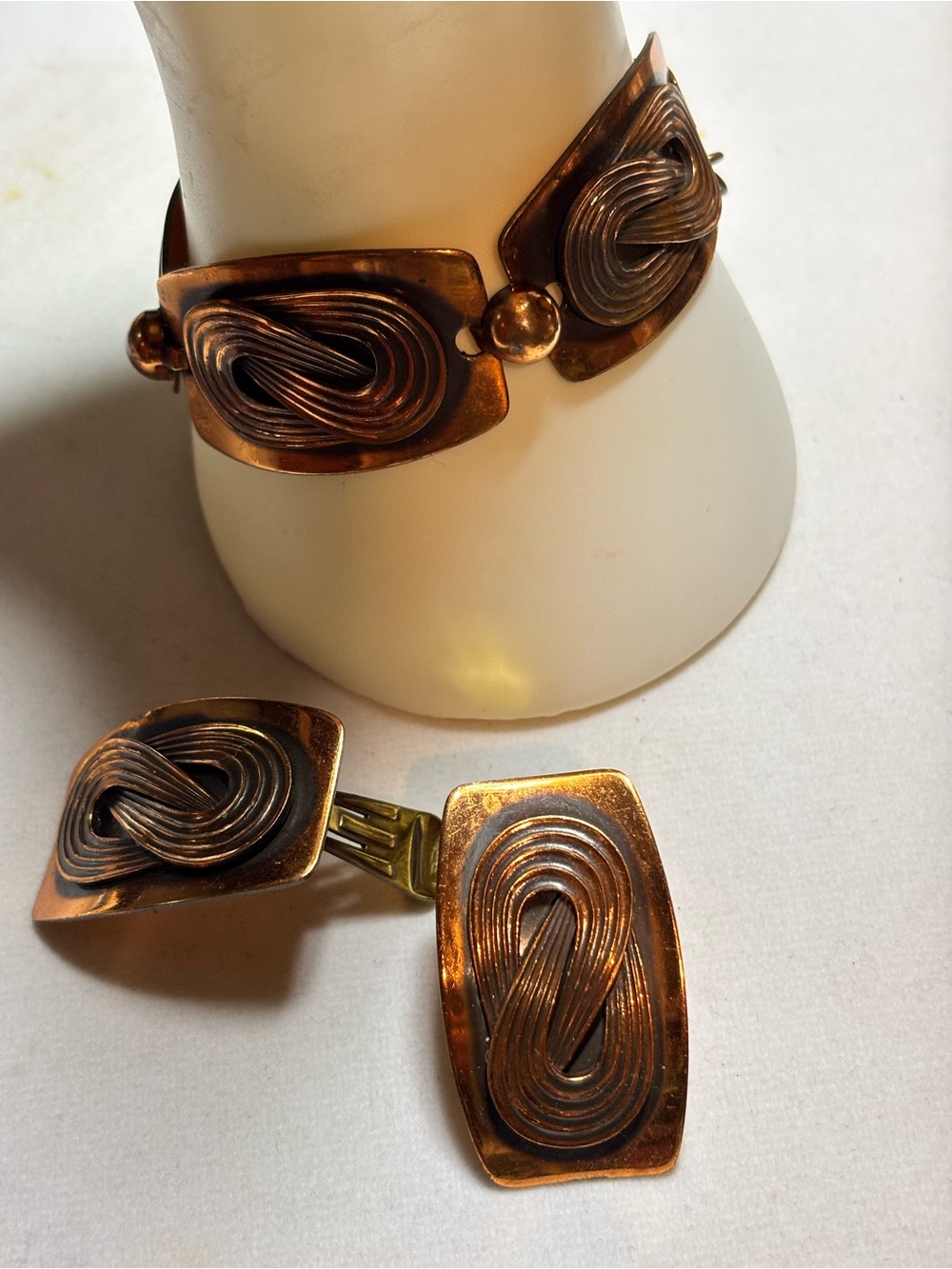 Copper Bracelet and Earrings